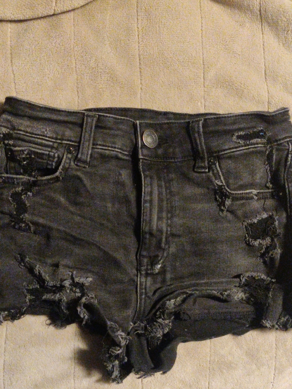 American Eagle Outfitters Black Distressed Denim Cutoff Shorts